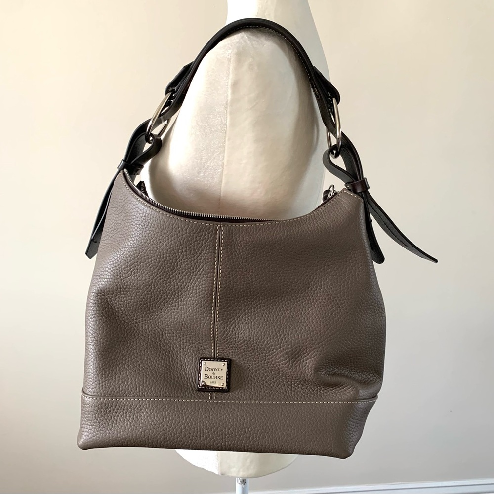 NWOT - Dooney & Bourke Gracie Pebble Grain Leather Hobo Bag - Elephant Gray
